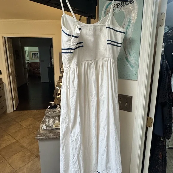 Ciao Lucia White and Blue Spaghetti Strap Sundress